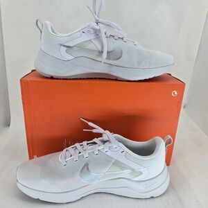 Nike Downshifter 12 Womens 11 White Metallic Silver‎ Running Shoes DD9294-100